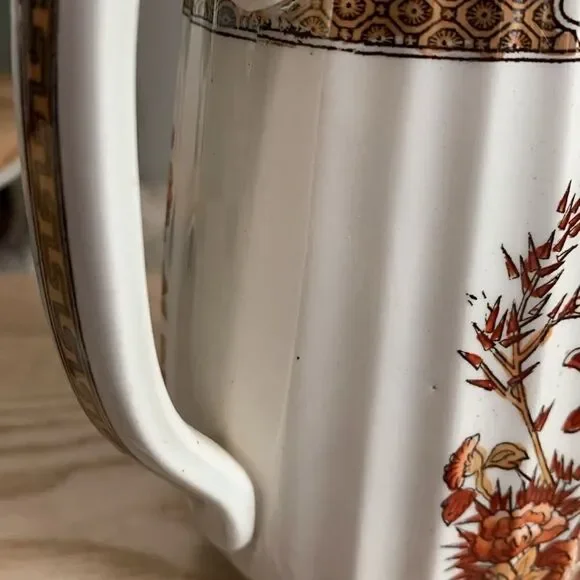 As Is Damaged Copeland Spode Indian Tree Small Pitcher Orange Floral Scallop - Picture 8 of 17